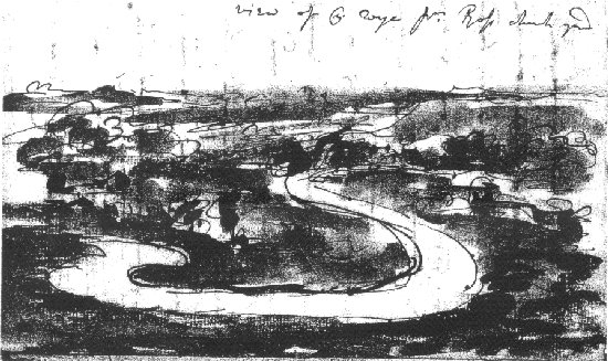 Gilpin rough sketch of R. Wye from Ross churchyard